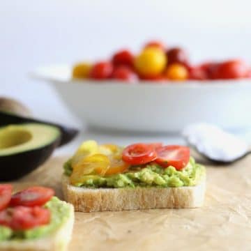 Upclose Avocado tomato toast