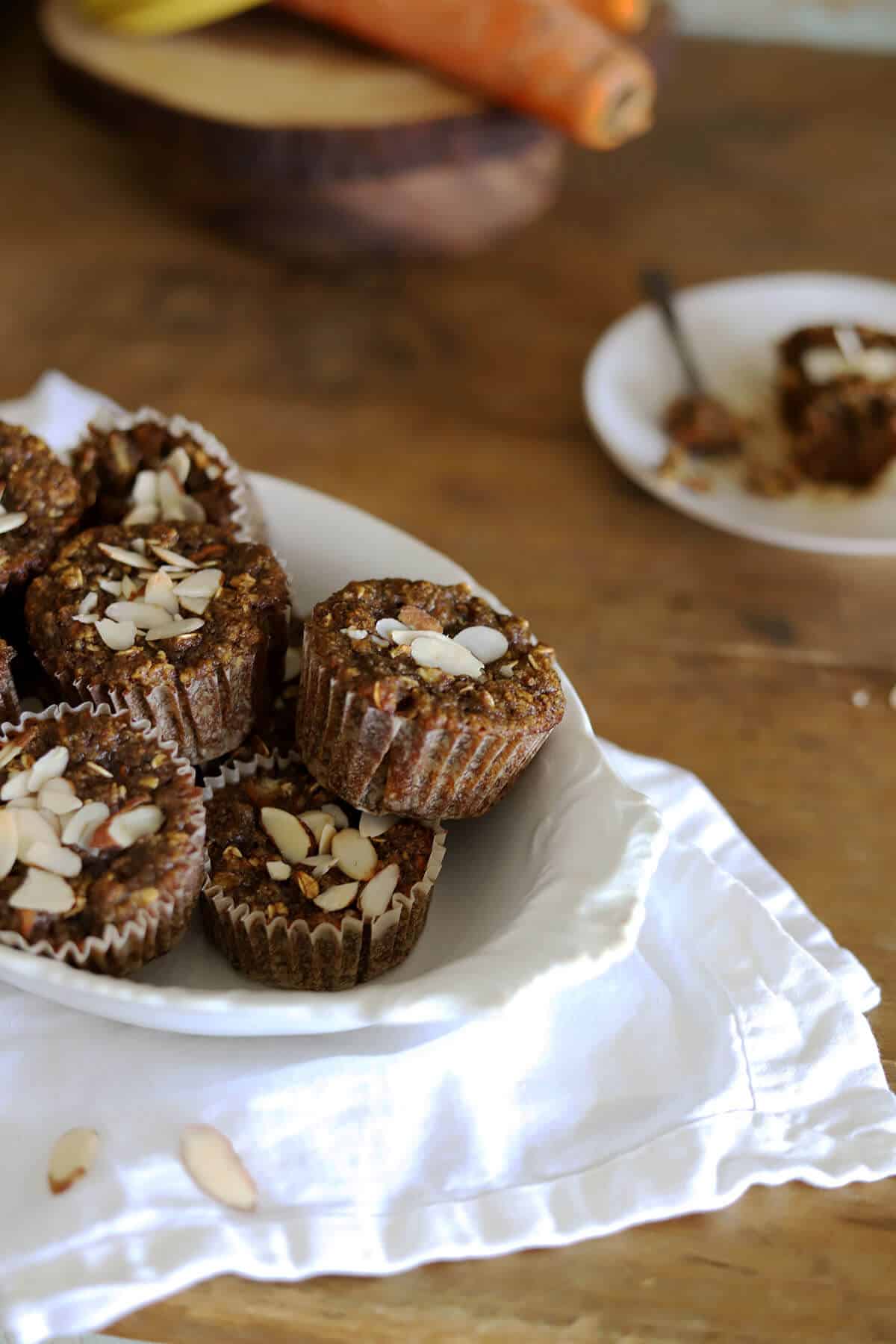 High fiber, gluten free banana carrot muffin